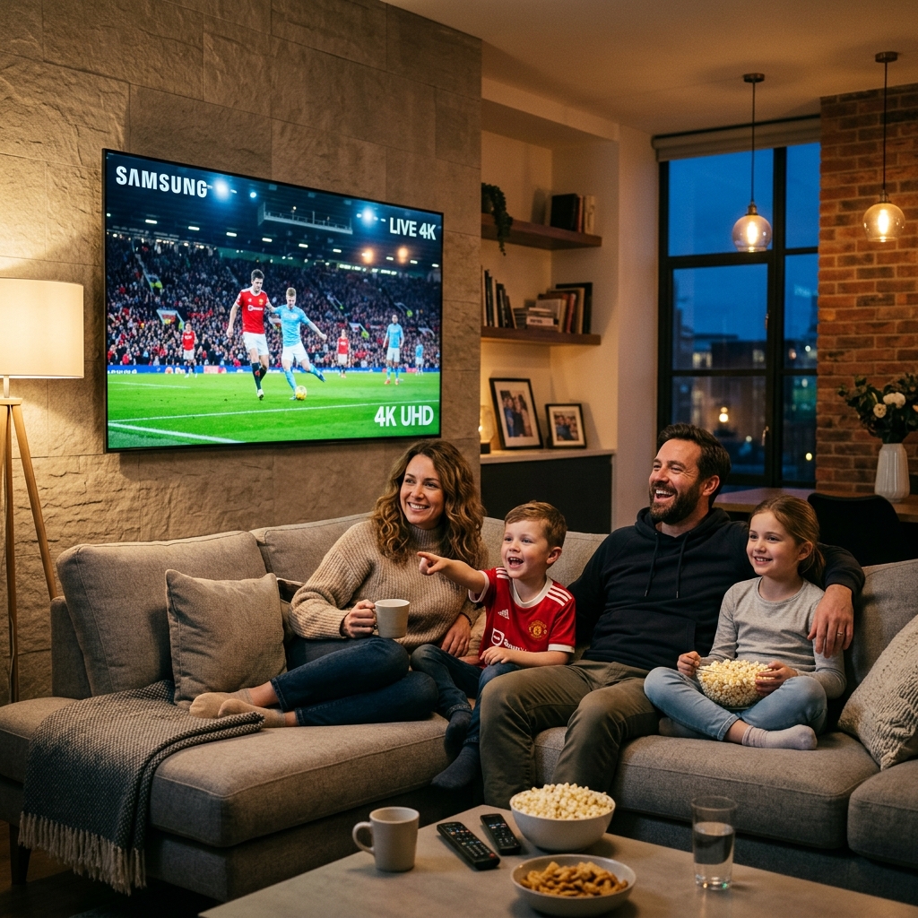 Teste iptv 7 dias grátis família assistindo smart tv 4k